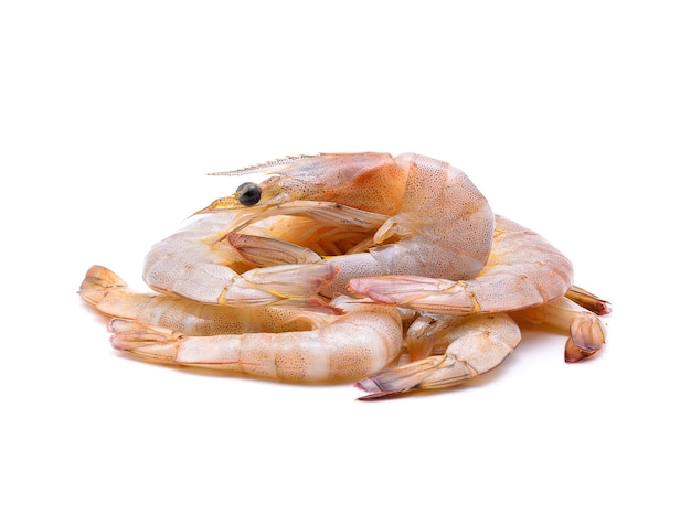 Raw prawns isolated on white