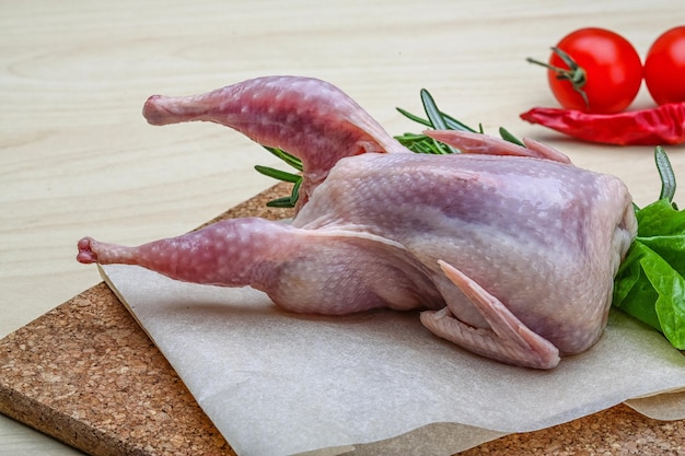 Raw quail ready for cooking