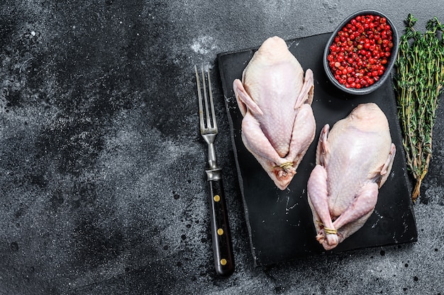 raw quails ready for cooking