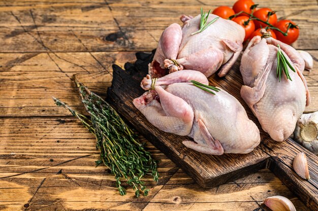 raw quails ready for cooking