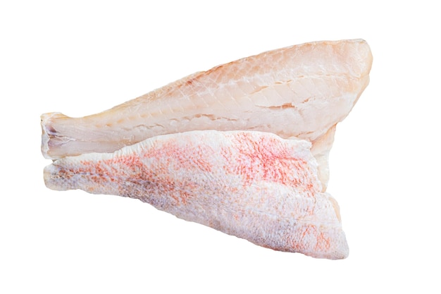 Raw red perch fillet redfish fish meat Isolated on white background