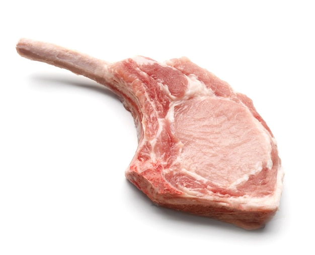 Raw rib on white background