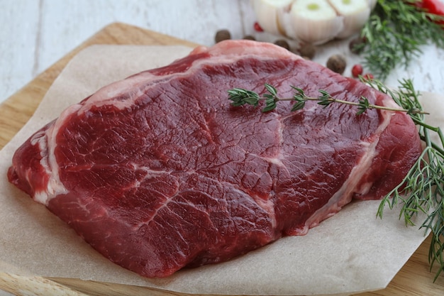 Raw ribeye steak