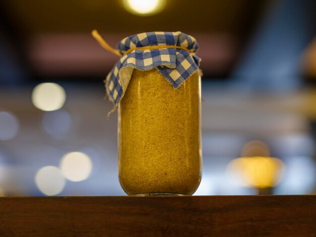 Raw rice in glass jar