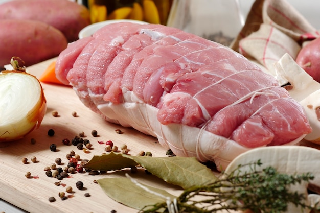 Raw roast pork ready for cooking