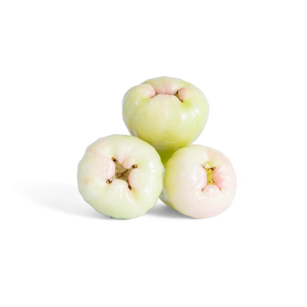 Raw Rose Apple or Chomphu, Indonesian Tropical Fruit isolated on a white background. Clipping path