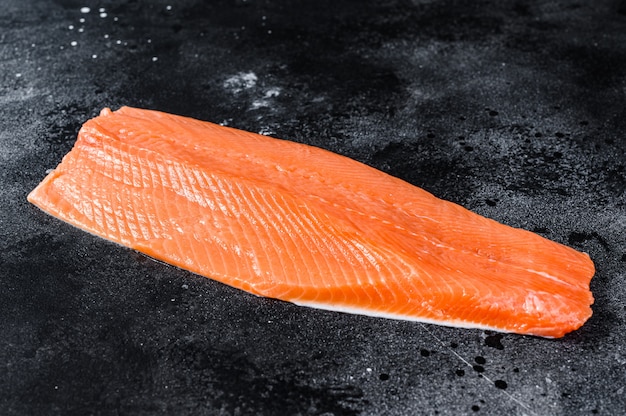 Raw salmon fillet. Organic fish.  . 