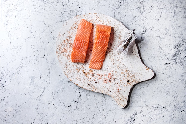 Raw salmon fillet