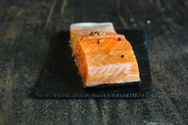 raw salmon fish seafood fresh dish