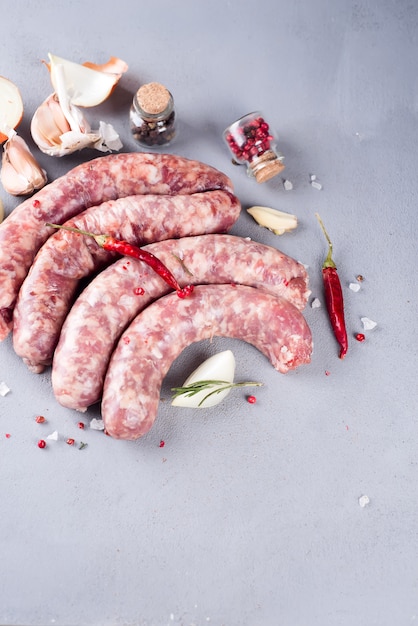 Raw sausage with spices