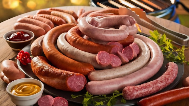 Raw sausages for bbq