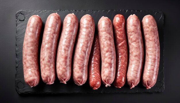 Raw sausages from pork and beef meat Isolated on white background