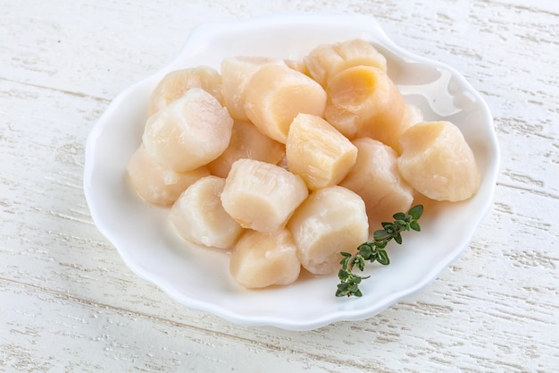 Raw scallops