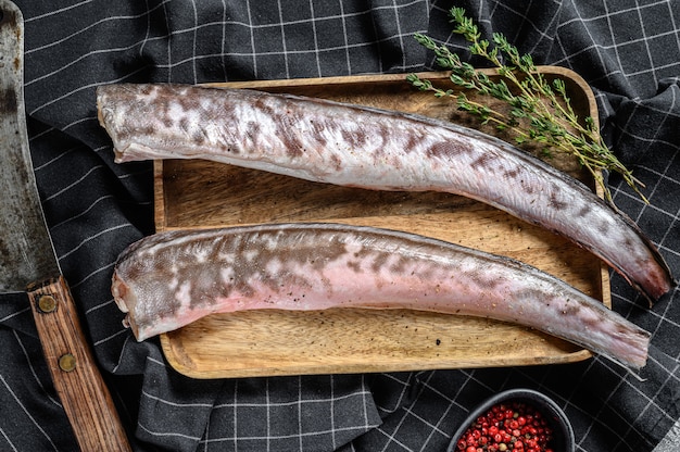 Raw sea eel fish with cooking ingredients. 