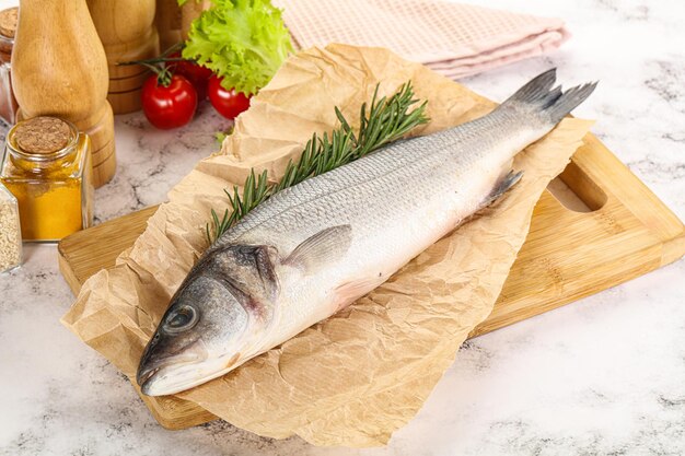 Raw seabass fish for cooking