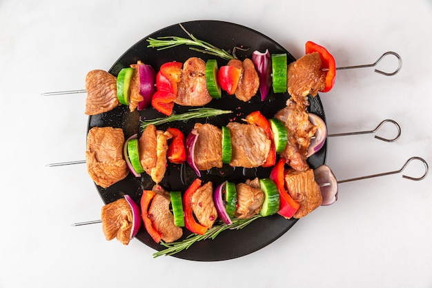 Raw shish kebab