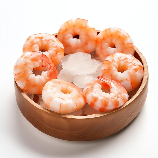 Raw Shrimps in Shell product photography white background