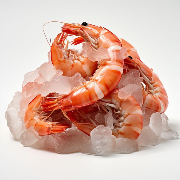 Raw Shrimps in Shell product photography white background