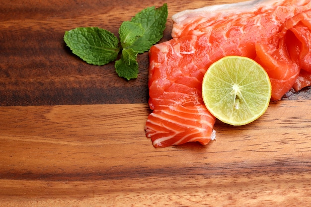 raw slice of salmon