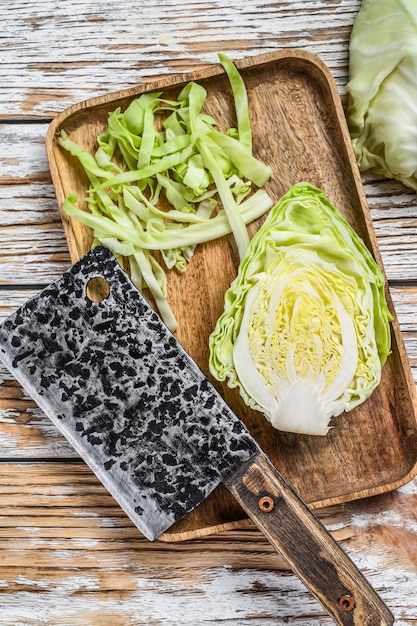 Raw sliced Pointed white cabbage