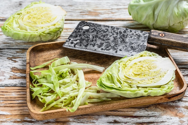 Raw sliced Pointed white cabbage