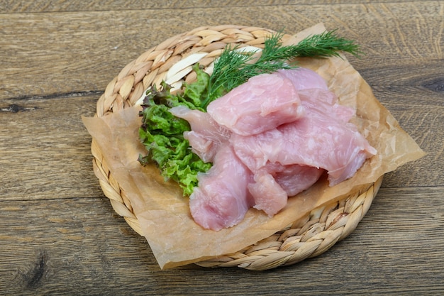 Raw sliced turkey