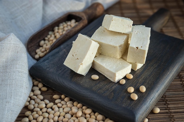 Raw soybeans and soy products tofu Alternative protein Vegan food