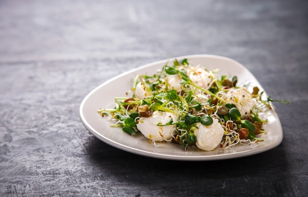 Raw Sprouts Microgreens.Fresh Green  Salad 