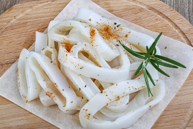 Raw squid rings