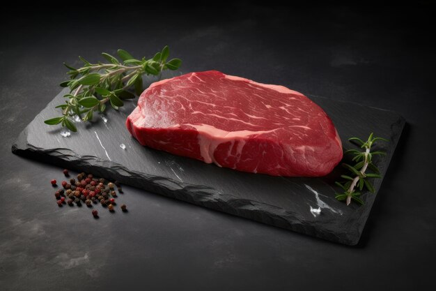 Raw steak on a slate image generative AI