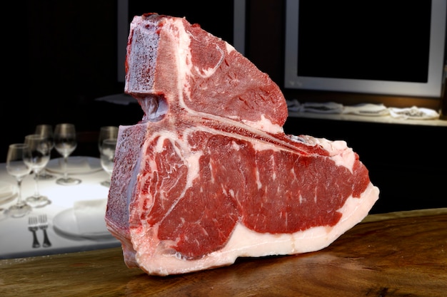 Raw steak t-bone