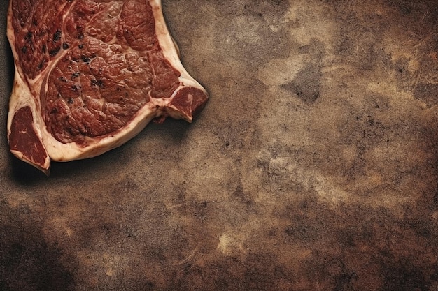 Raw steak on a textured brown background