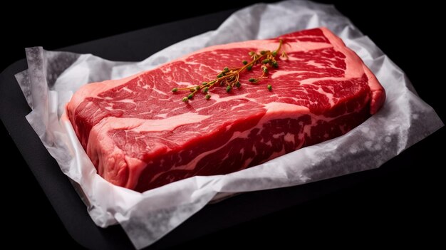 Photo raw striploin marbled beef steak vacuum packed