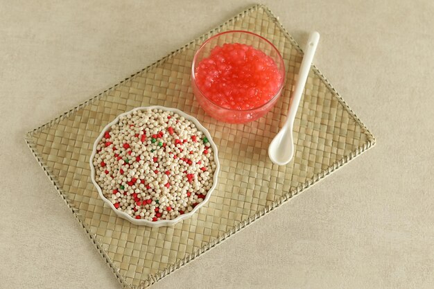 raw tapioca pearls sago or sagu mutiara or pacar cina Usually can be processed into porridge