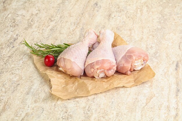 Raw three chicken leg Drumstick for cooking