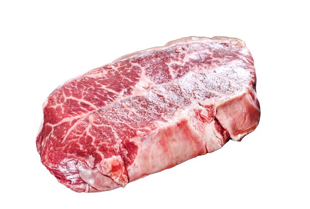 生トップブレード ビーフ肉ステーキ分離した白い背景の上