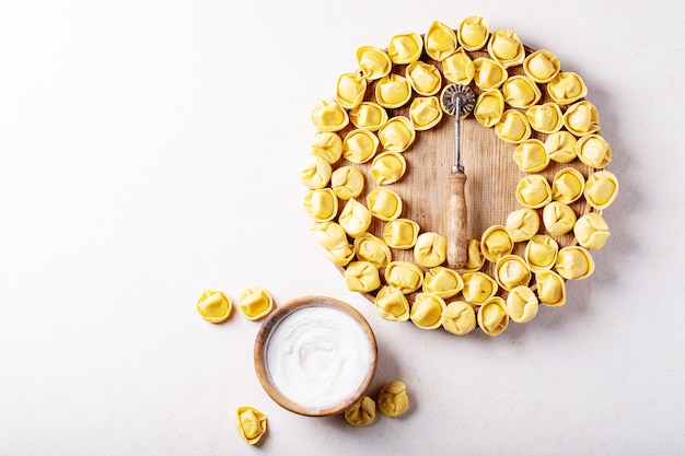 Raw traditional Itallian ravioli