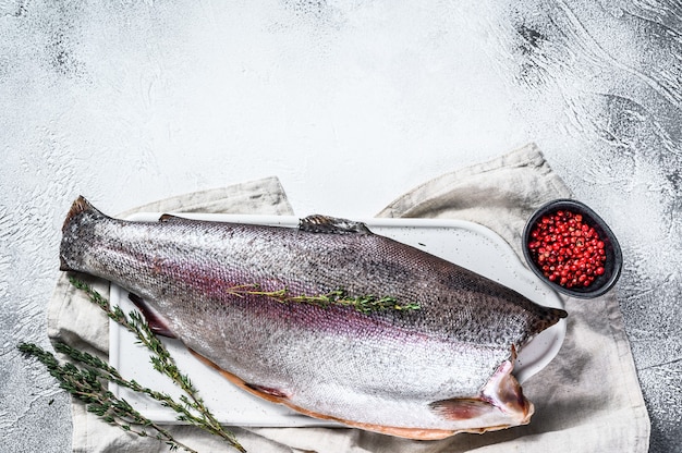 Raw trout fish without head