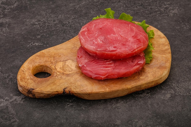 Raw tuna steak for grill