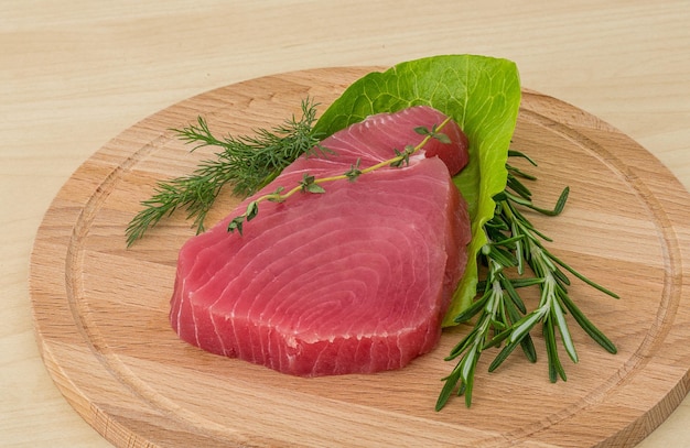 Raw tuna steak