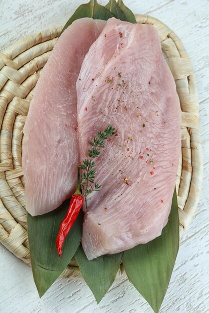 Raw turkey breast steak