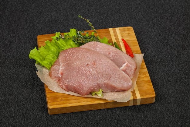 Raw turkey steak