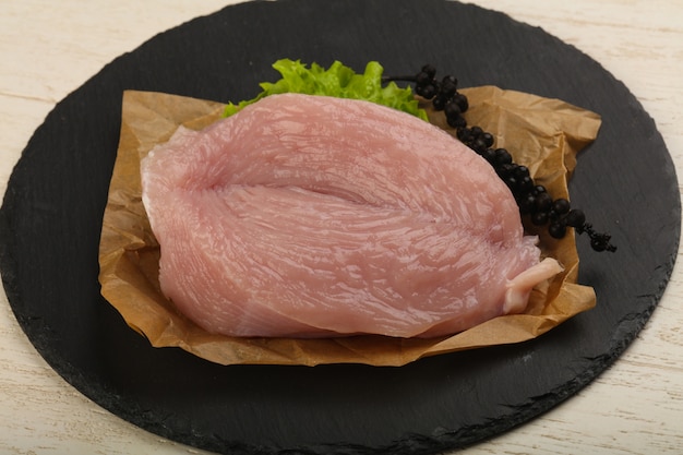 Raw turkey steak