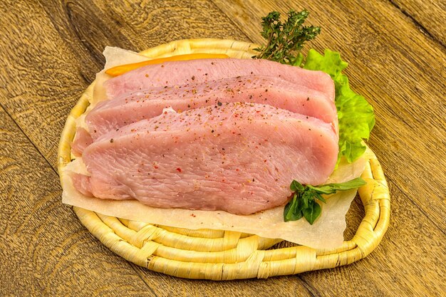 Raw turkey steak