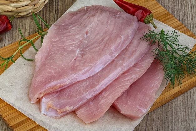 Raw turkey steak