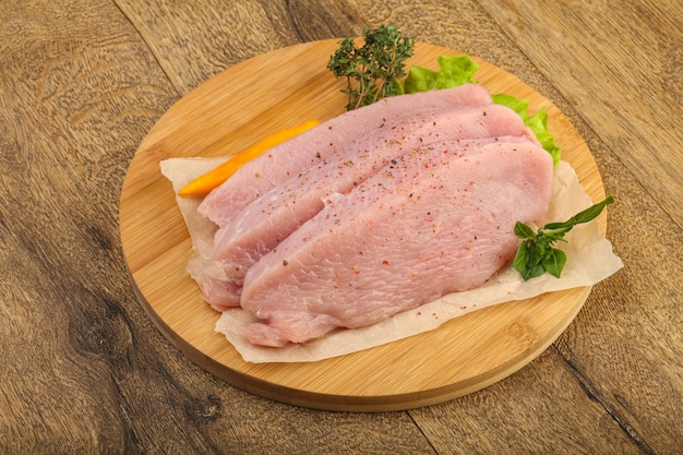 Raw turkey steak