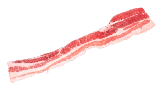 Raw uncooked Bacon Slices isolated On White Background