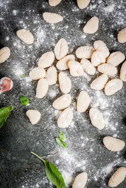 Photo raw uncooked potato gnocchi