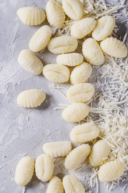 Raw uncooked potato gnocchi