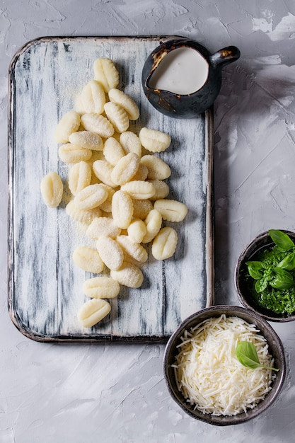 Raw uncooked potato gnocchi